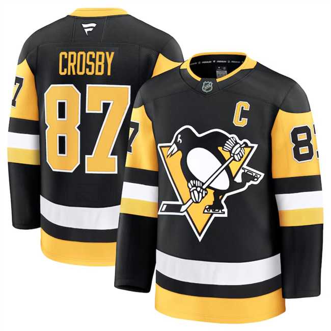 Mens Pittsburgh Penguins #87 Sidney Crosby Black 2024-25 Home Stitched Hockey Jersey Dzhi->pittsburgh penguins->NHL Jersey